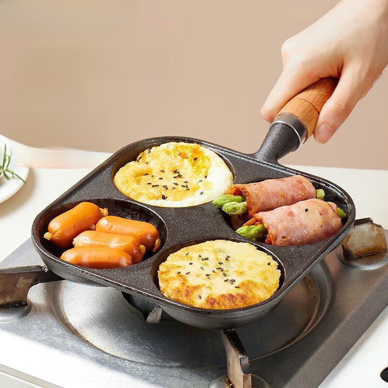 Household cast iron 4-hole frying pan