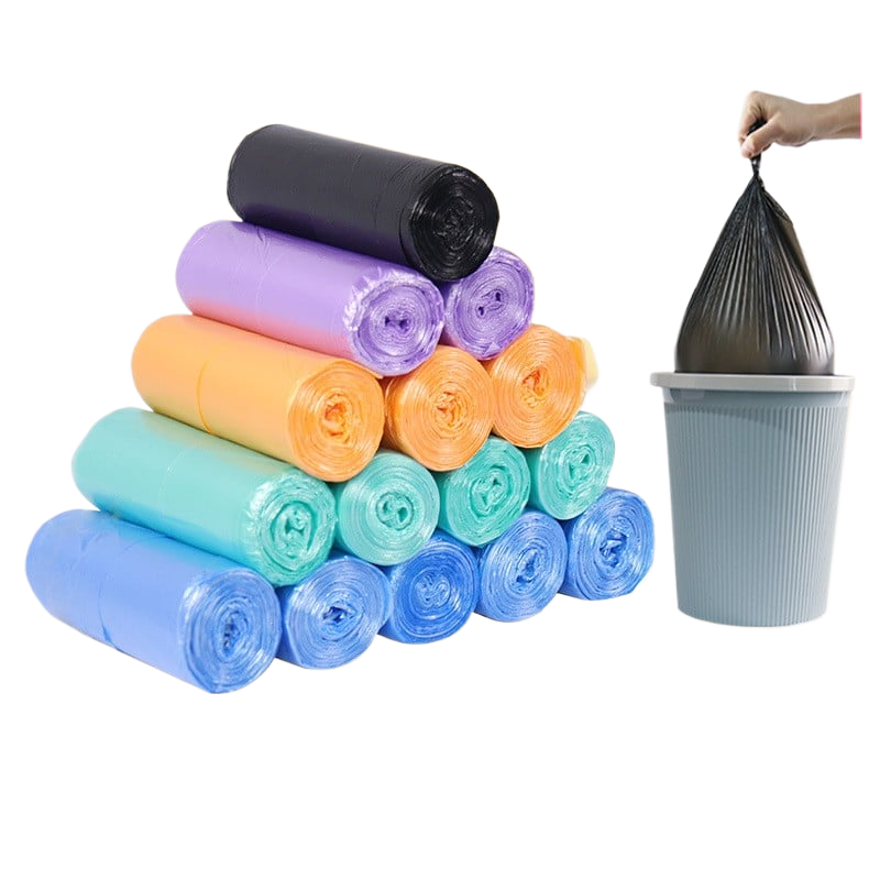 Disposable black plastic bags for household kitchens