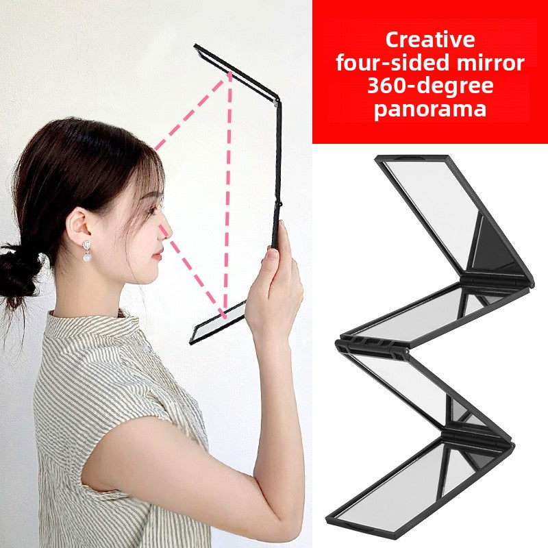 Four-sided folding mirror