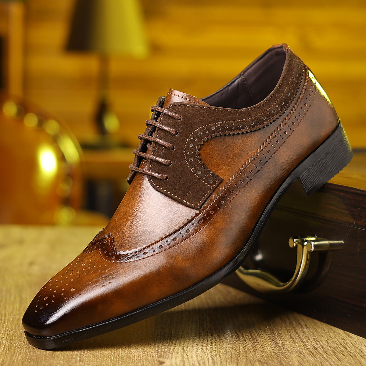 Men's business casual pointed-toe leather shoes