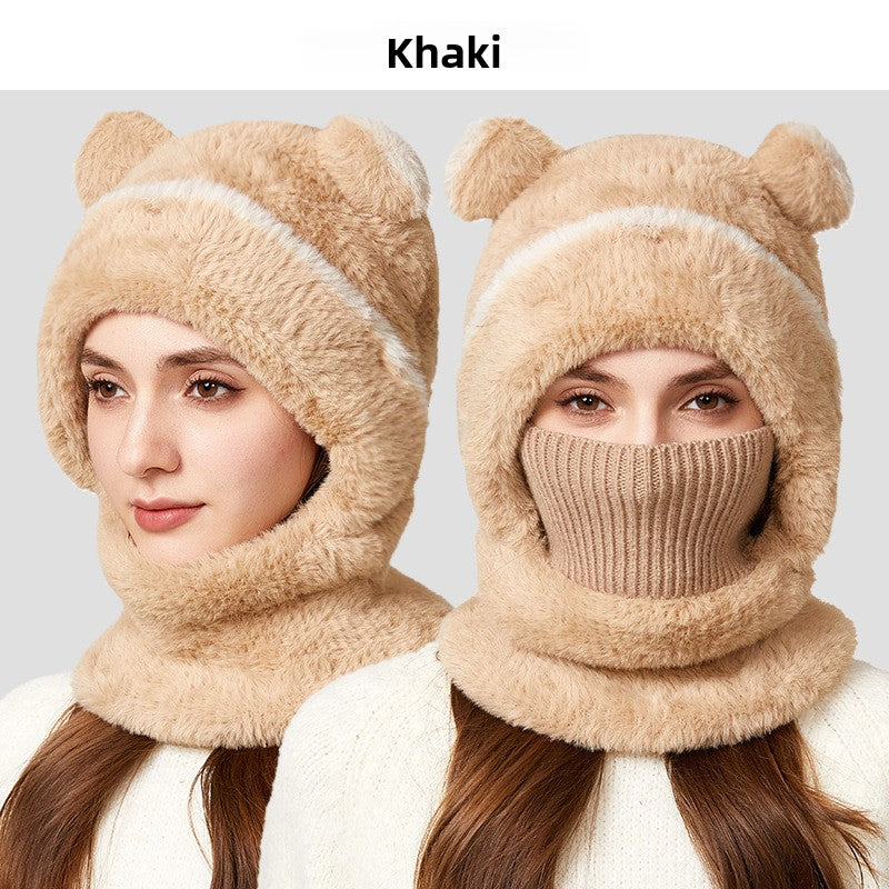 Warm Knitted Hat Scarf Mask Set