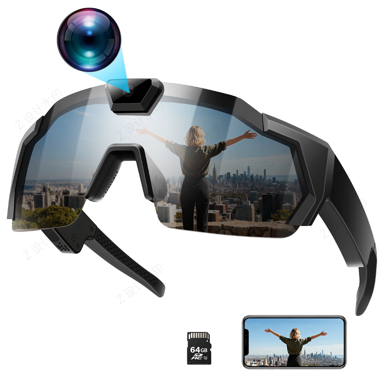 Sunglasses with camera for cycling