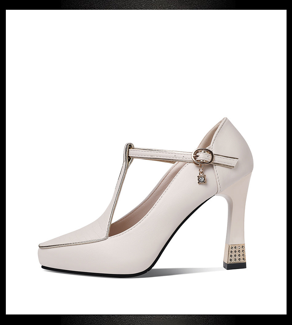 Women's Pointed Toe Buckle Strap High Heel Shoes