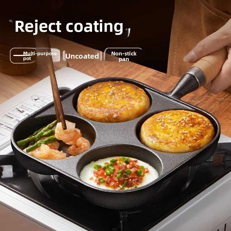 Household cast iron 4-hole frying pan