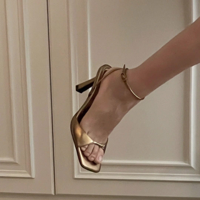 Square Toe Buckle Sandals