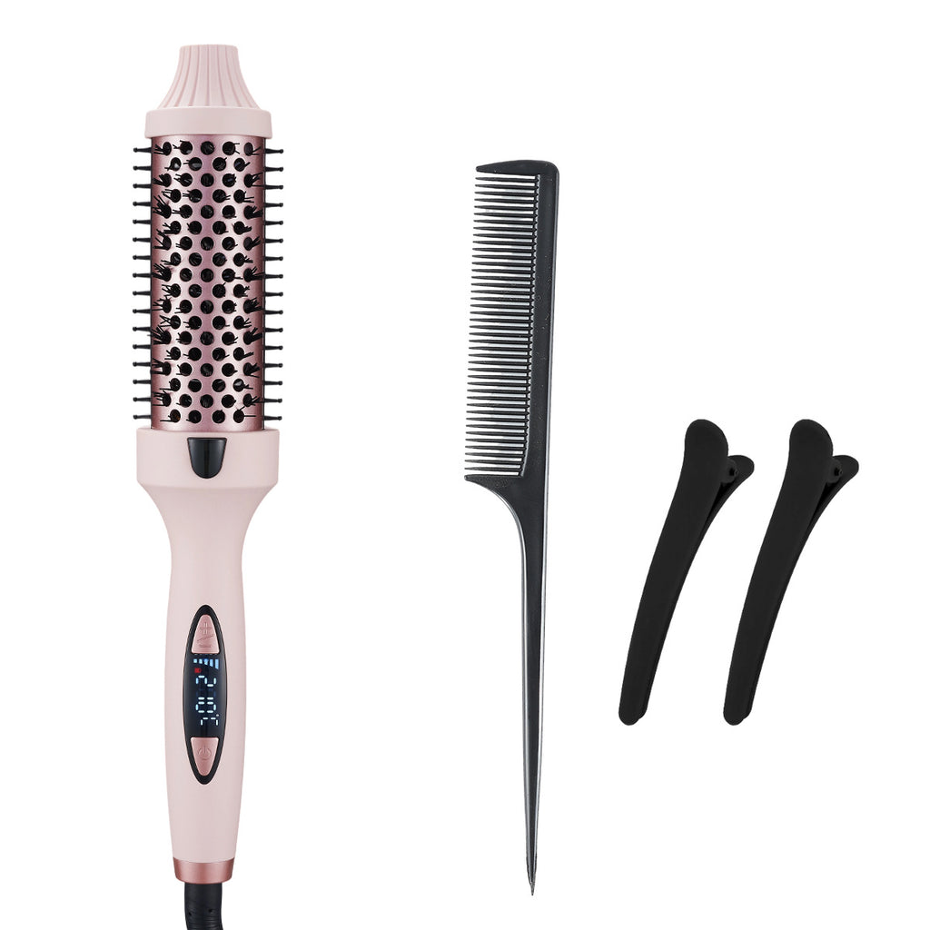 Fluffy straightening and curling hair brush