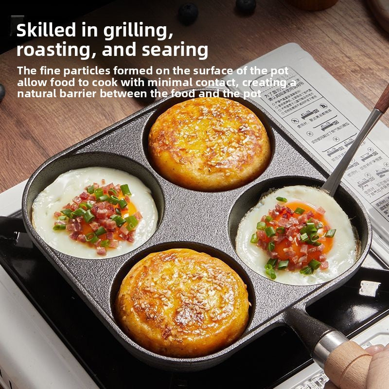 Household cast iron 4-hole frying pan