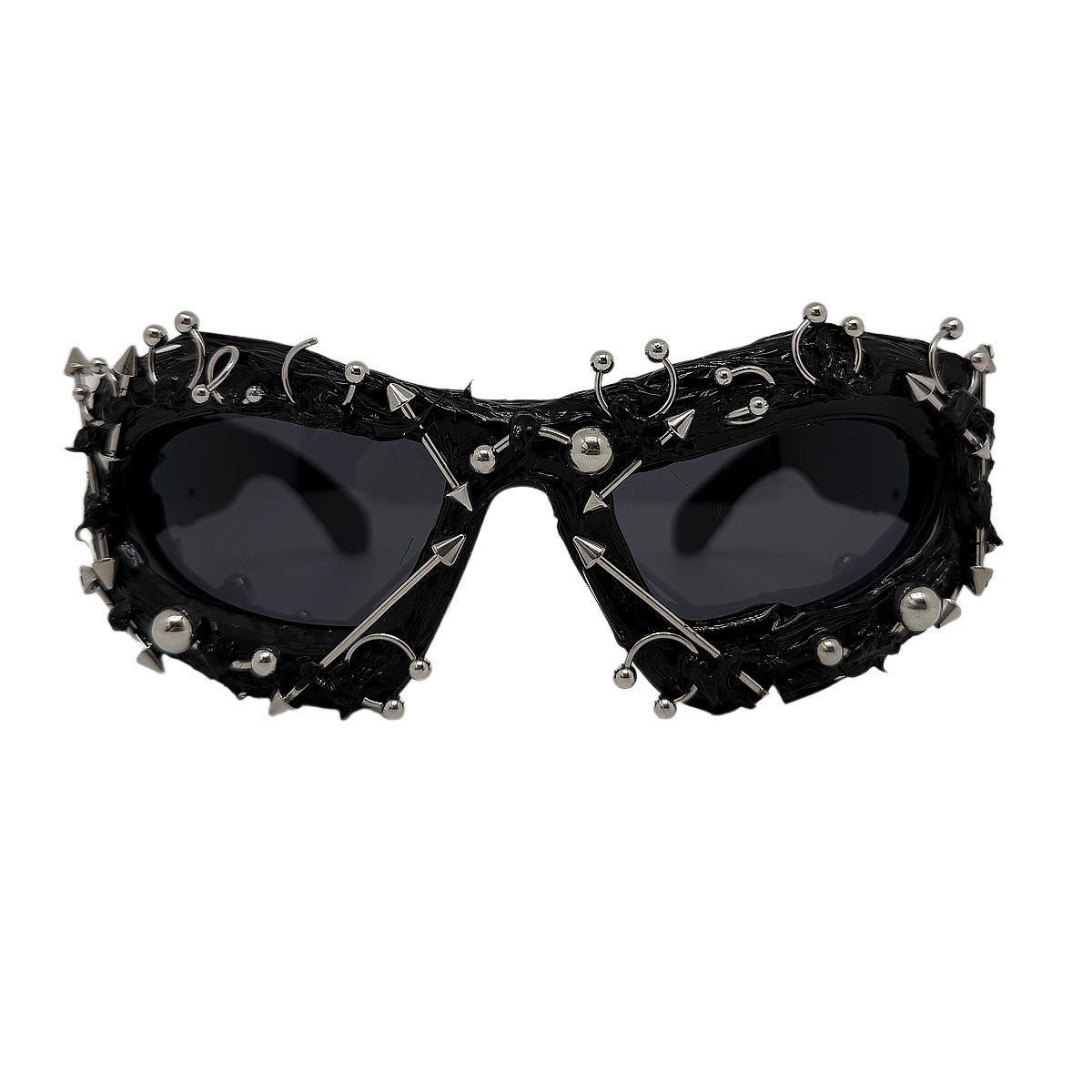 Large Geometric Frame Punk Sunglasses with UV Protection