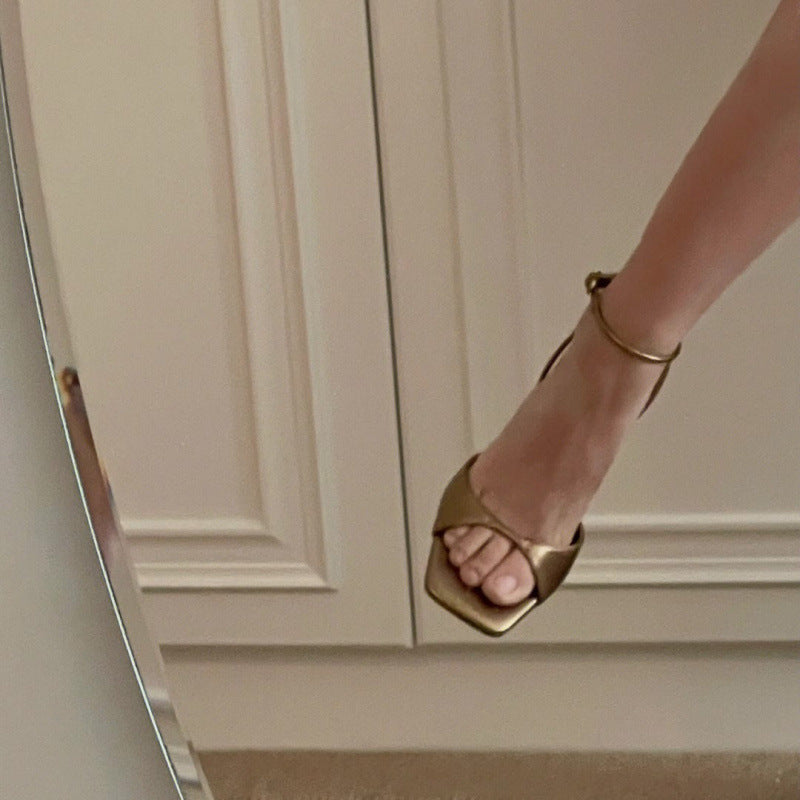 Square Toe Buckle Sandals