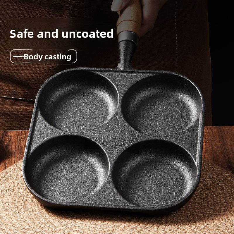 Household cast iron 4-hole frying pan