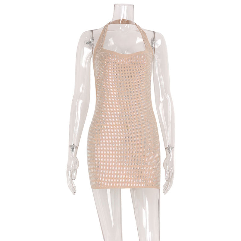 High-end luxury rhinestone fitted dress