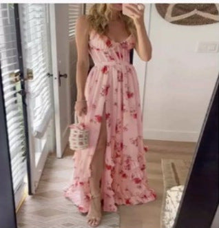 Slit Suspender Dress