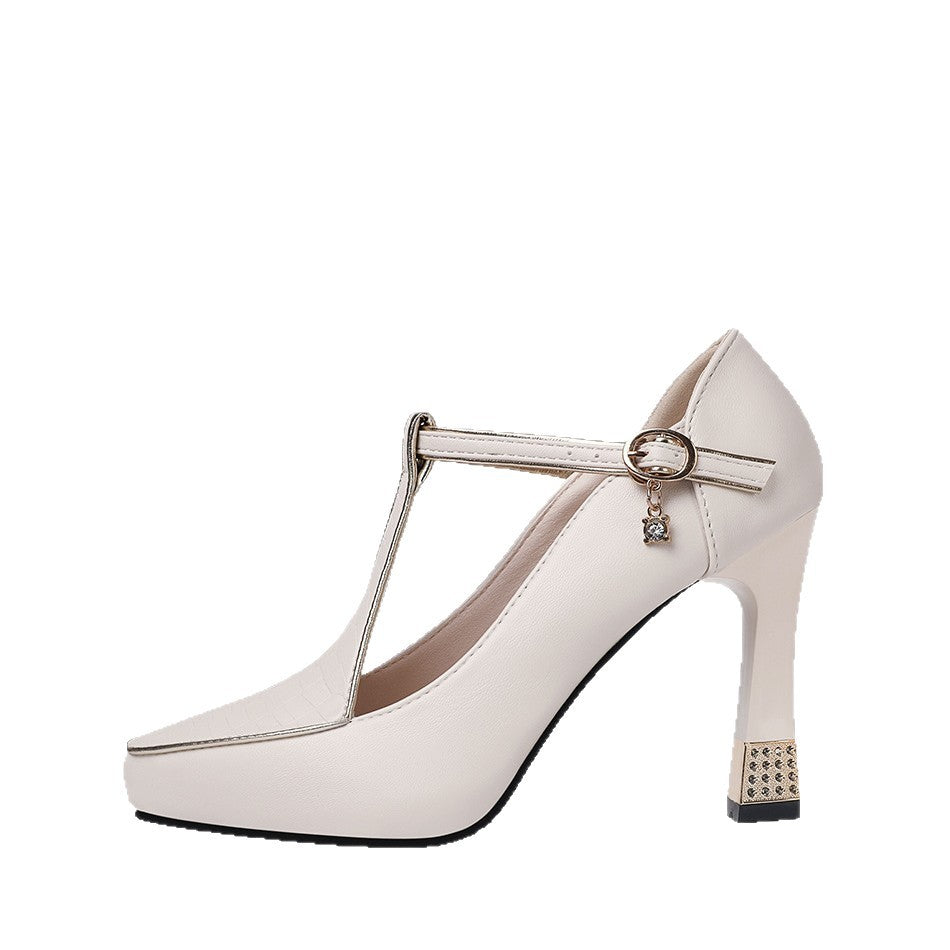 Women's Pointed Toe Buckle Strap High Heel Shoes