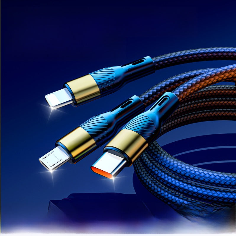 200W Triple Interface Fast Charging Data Cable