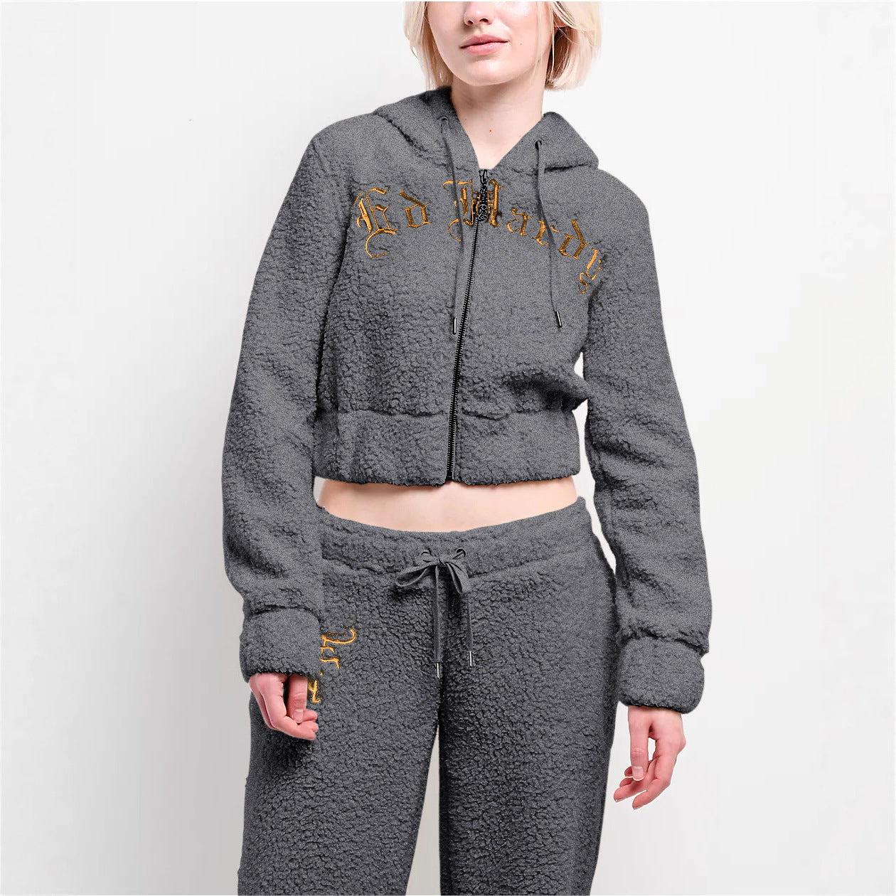 Padded velvet long-sleeved embroidered suit