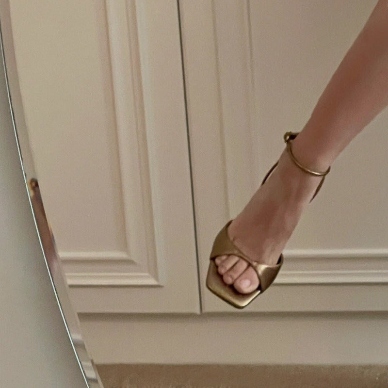 Square Toe Buckle Sandals