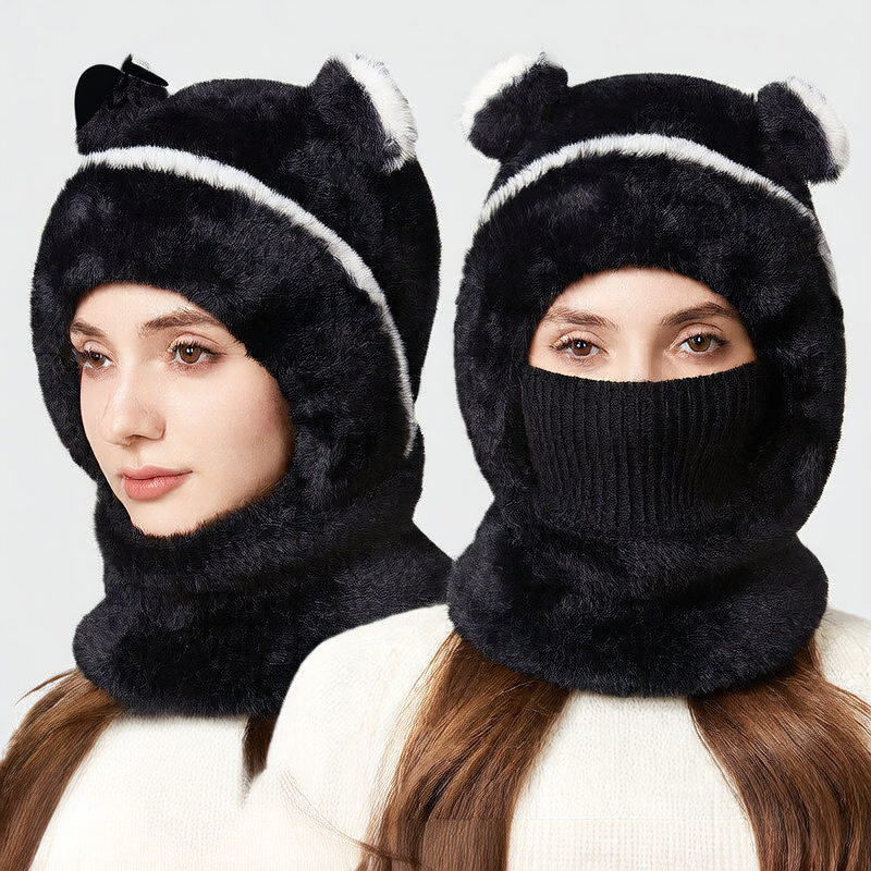 Warm Knitted Hat Scarf Mask Set