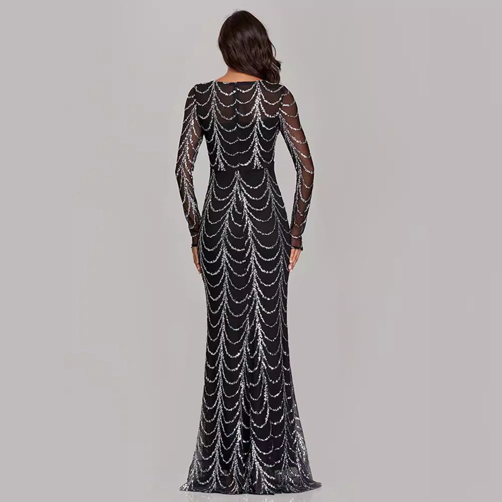 Elegant Sequin Fishtail Evening Dress