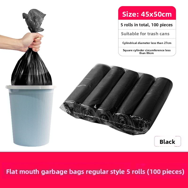 Disposable black plastic bags for household kitchens