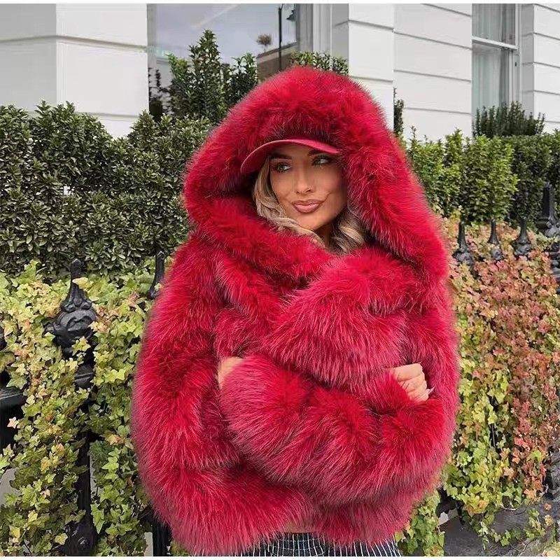 Faux fox fur coat