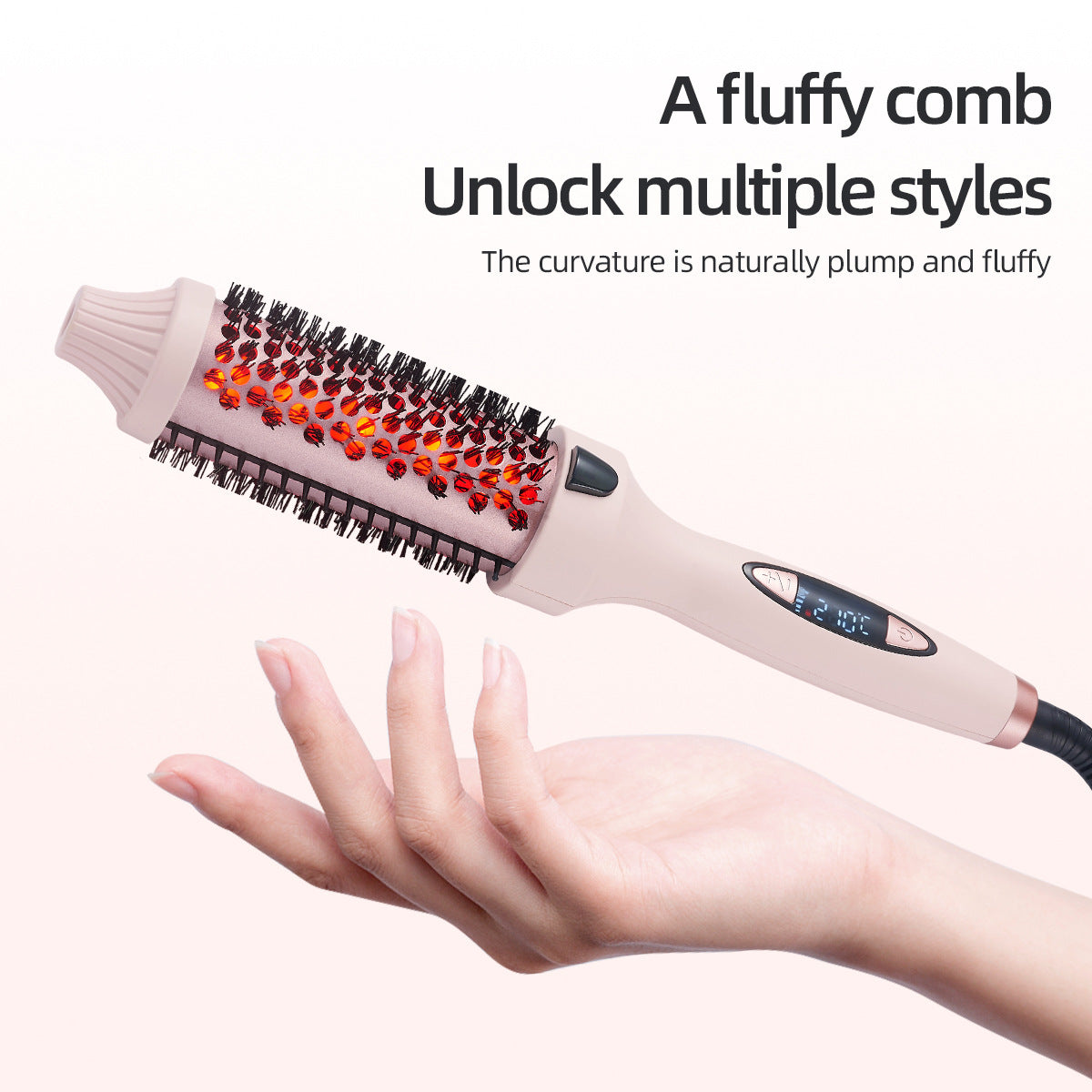 Fluffy straightening and curling hair brush