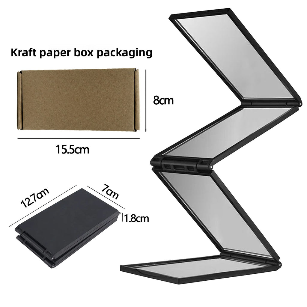 Four-sided folding mirror