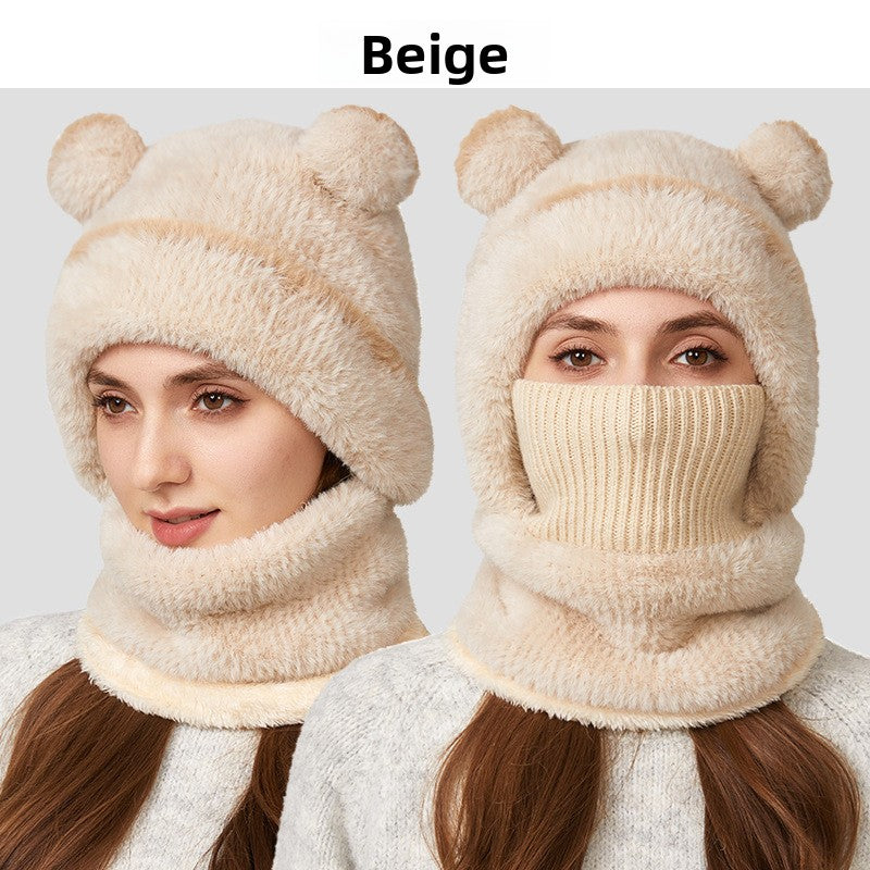 Warm Knitted Hat Scarf Mask Set