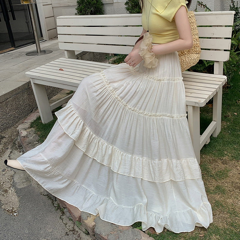 Ruffled wide-leg skirt or half-length dress