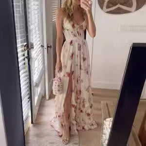 Slit Suspender Dress