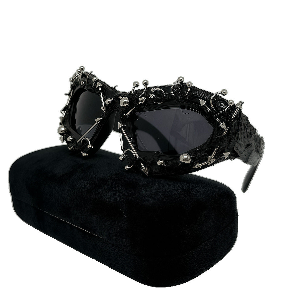 Large Geometric Frame Punk Sunglasses with UV Protection