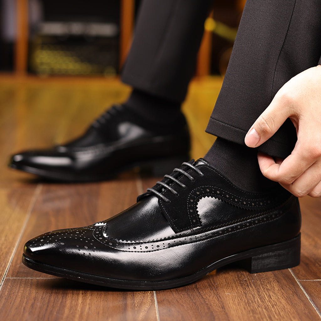 Men's business casual pointed-toe leather shoes