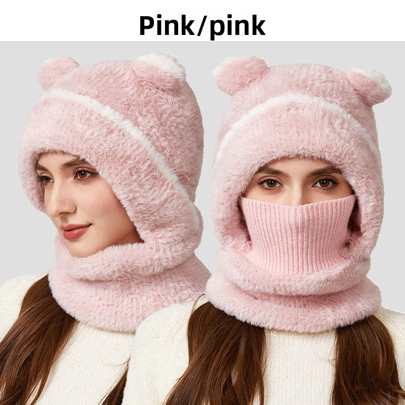 Warm Knitted Hat Scarf Mask Set