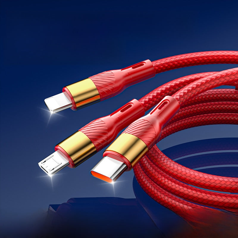 200W Triple Interface Fast Charging Data Cable