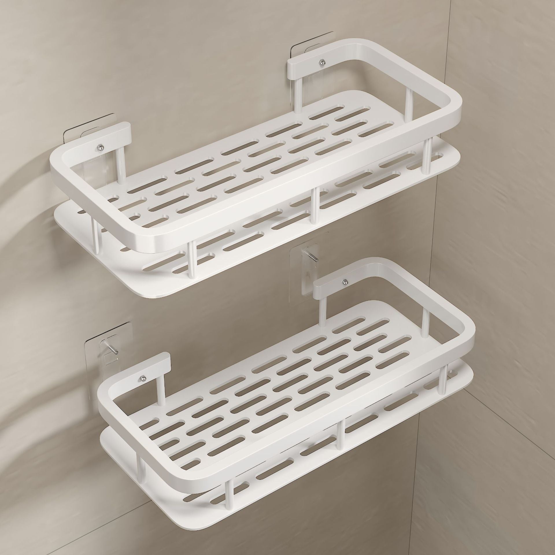 No-drill bathroom storage rack