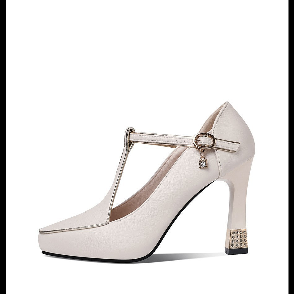 Women's Pointed Toe Buckle Strap High Heel Shoes