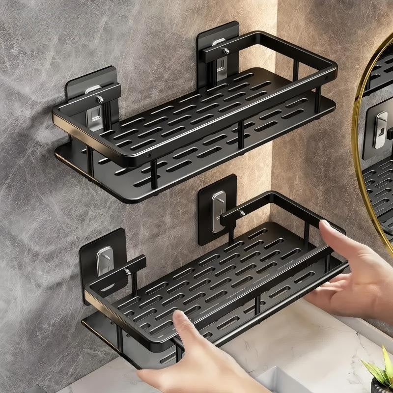No-drill bathroom storage rack