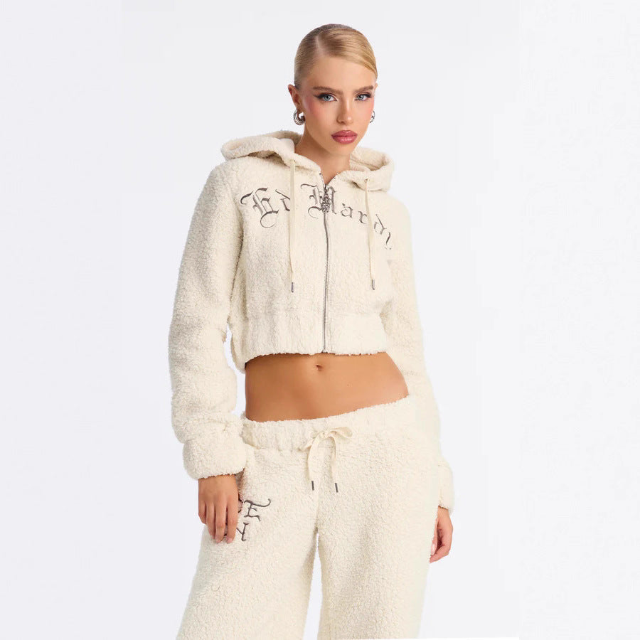 Padded velvet long-sleeved embroidered suit