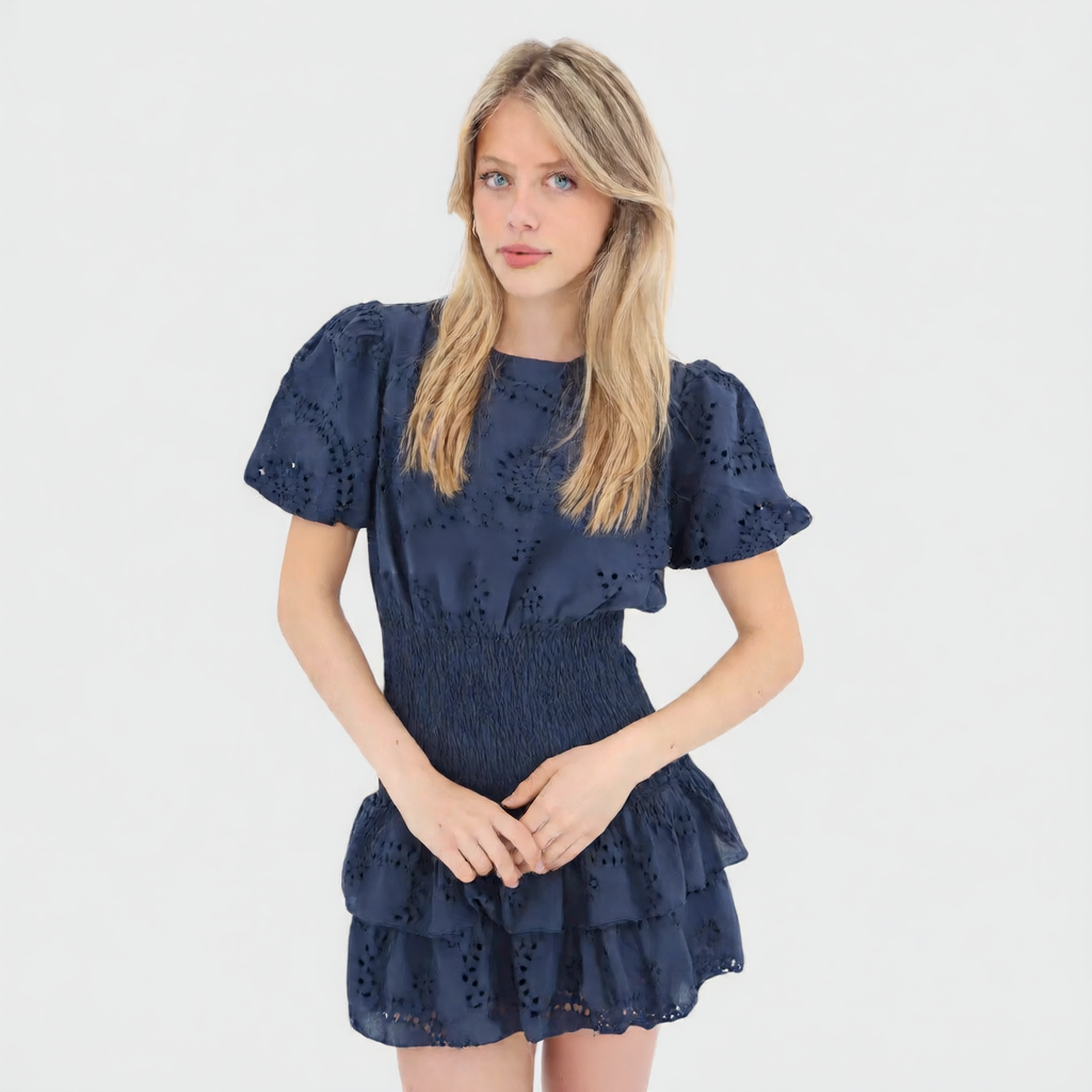 Floral Embroidery Tiered Strapless Dress