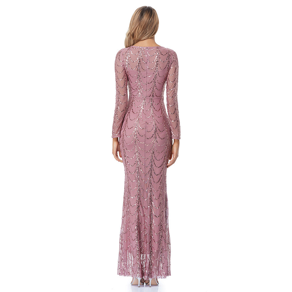 Elegant Sequin Fishtail Evening Dress