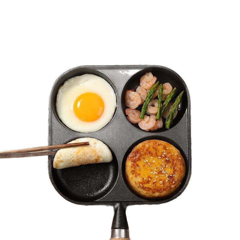 Household cast iron 4-hole frying pan