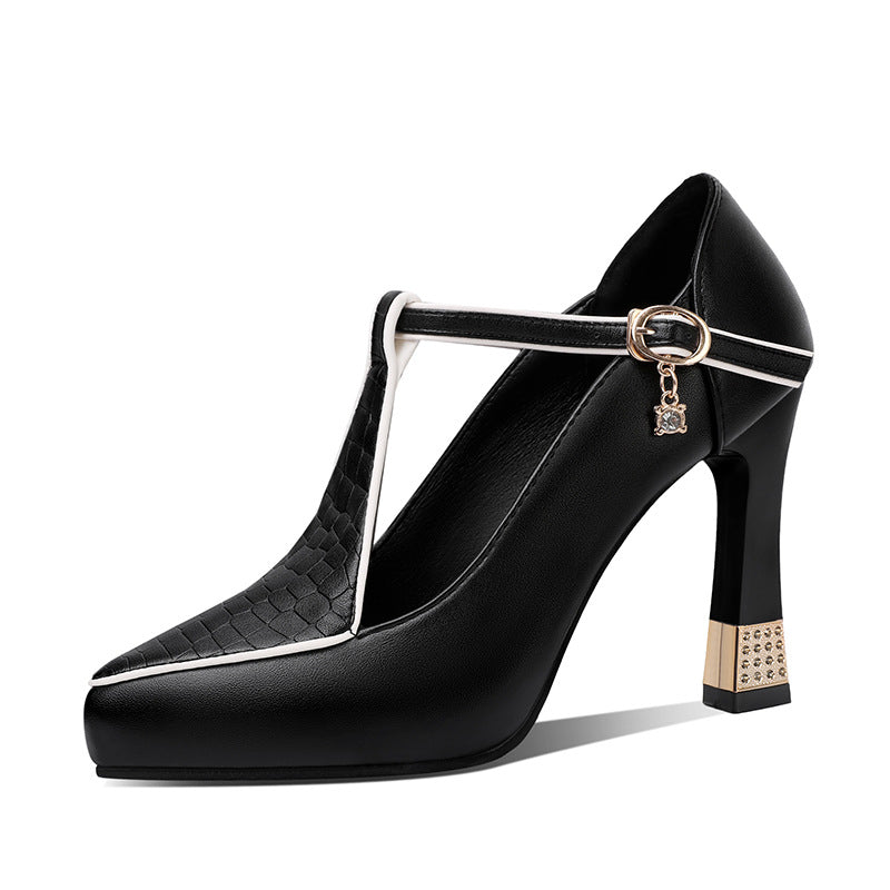 Women's Pointed Toe Buckle Strap High Heel Shoes