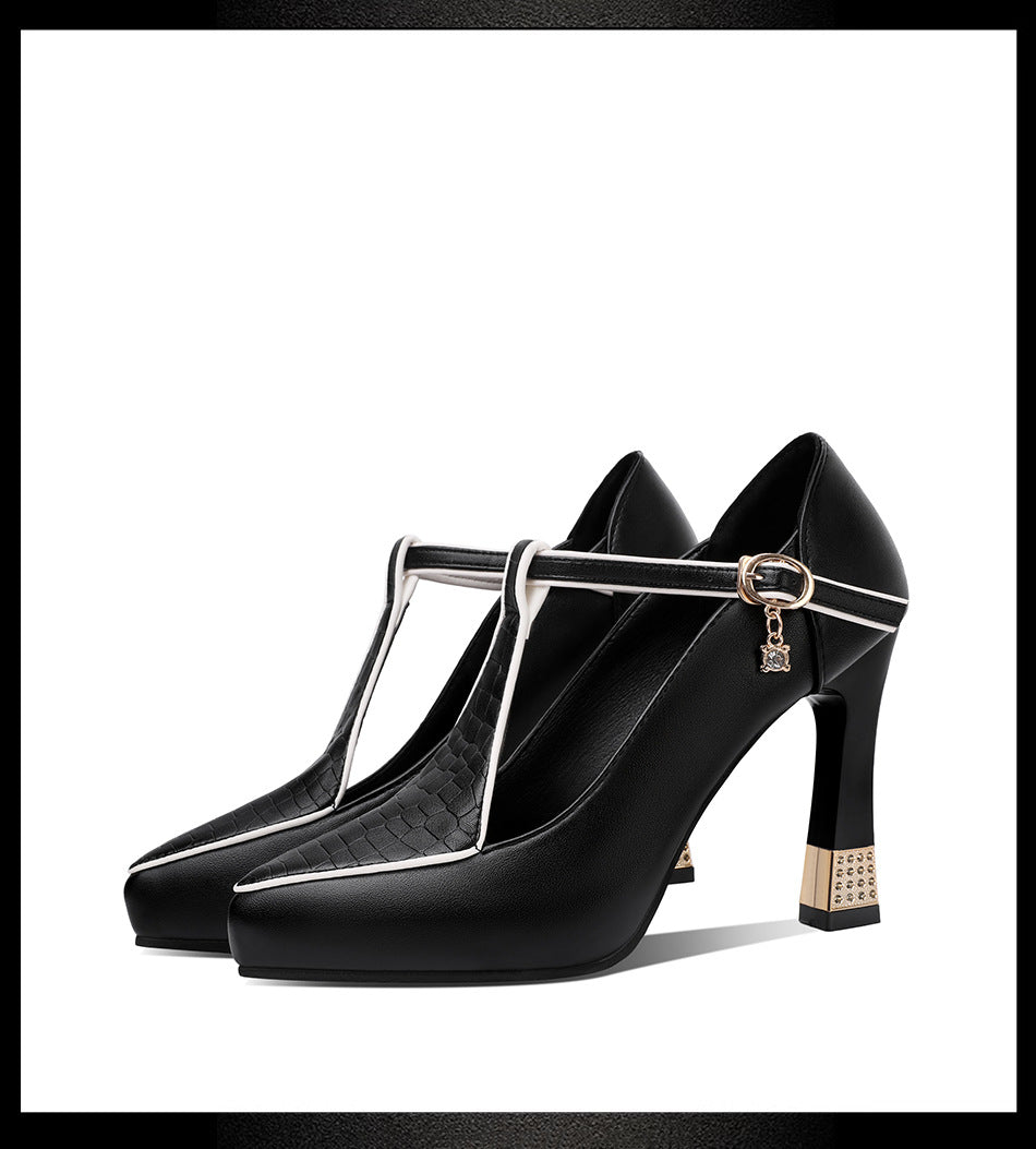 Women's Pointed Toe Buckle Strap High Heel Shoes