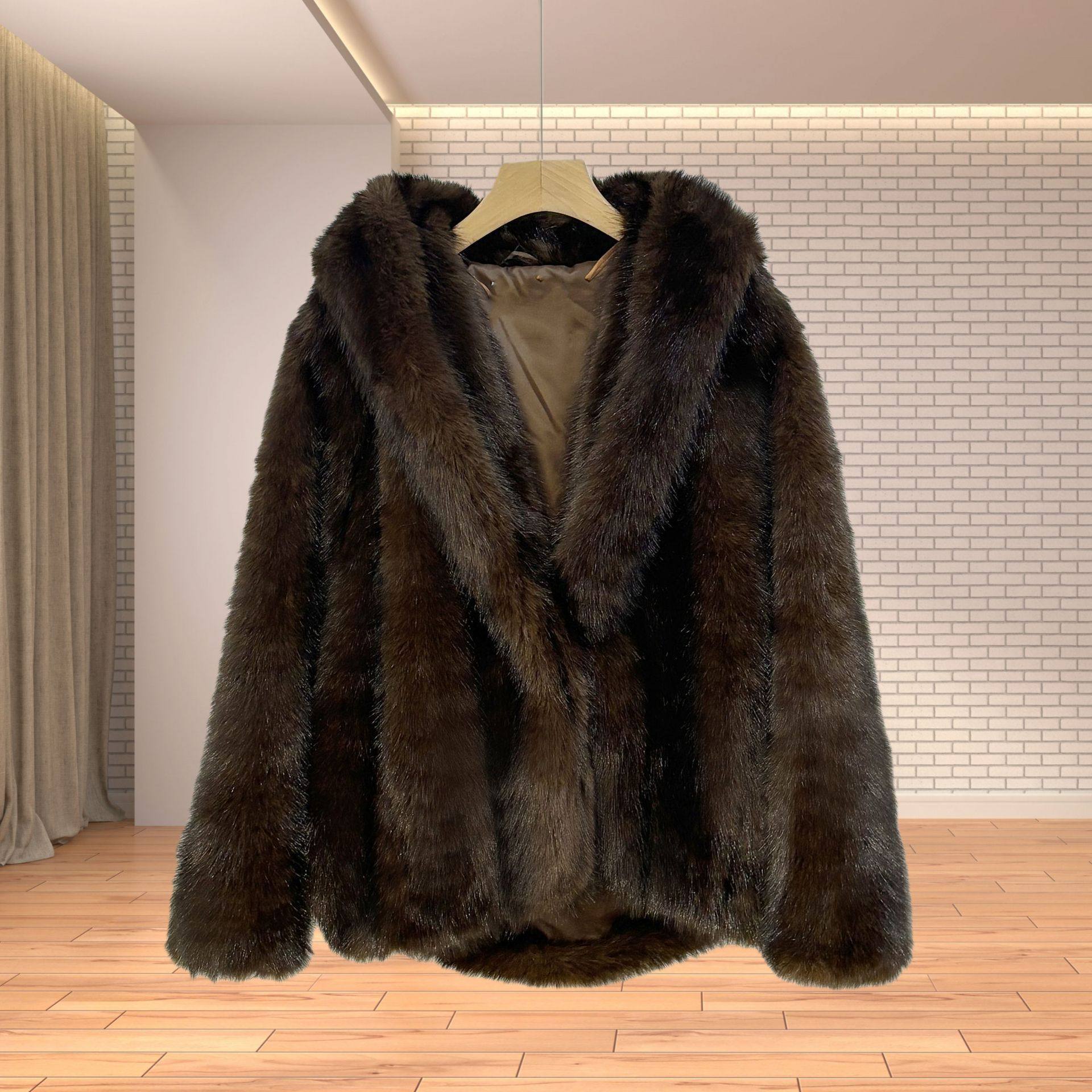 Faux fox fur coat